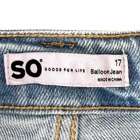 SO Goods For Life High Rise Balloon Jeans Size 17 Light Blue Denim NWT - Picture 3 of 14